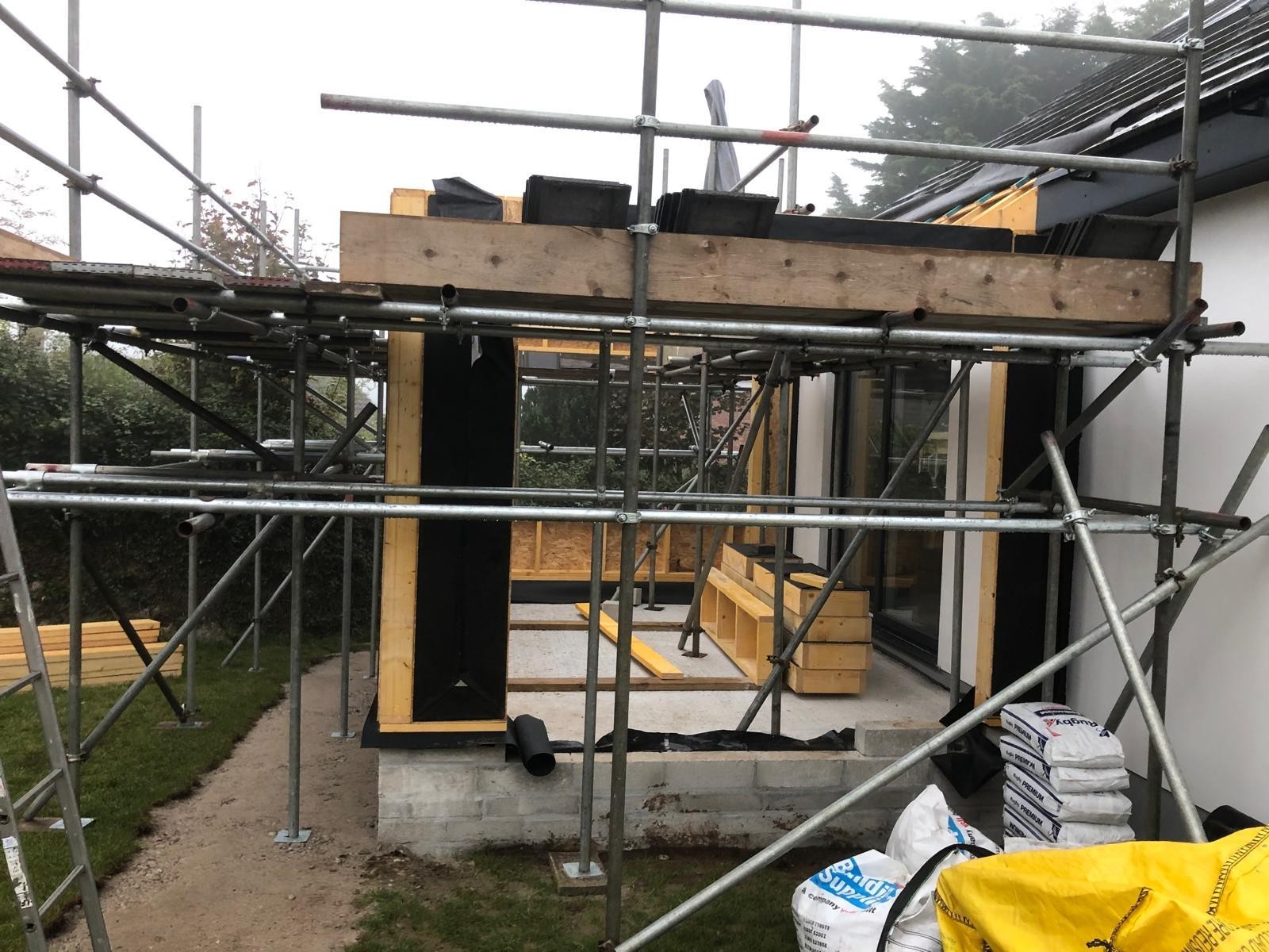 Timber frame under construction
