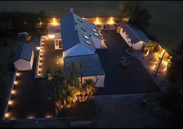 Completed paths and perimeter lighting